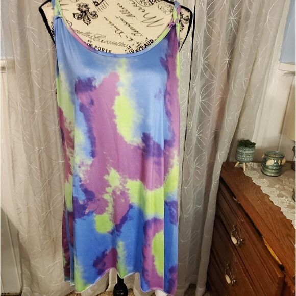 Dressfo blue multicolored braided spaghetti strap tank top size large - Picture 1 of 4